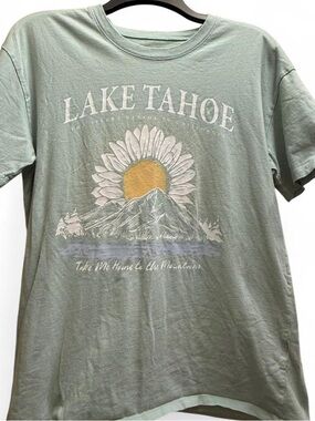 Hollister Sage Green Lake Tahoe Daisy Graphic Tee